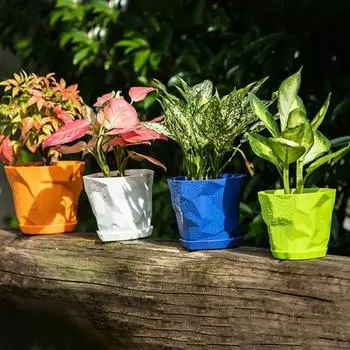 Цветочный горшок, прочный стабильный декоративный дышащий суккулент, детский садовый кашпо с подносом для дома M оранжевый