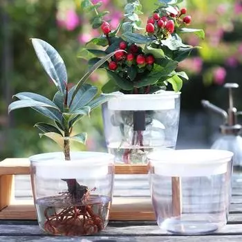 Цветочный горшок Прозрачный герметичный утолщенный антитрещинный самополивающийся декоративный гидропонный горшок для растений Садовый горшок для растений Оконный горшок для растений Садовые аксессуары