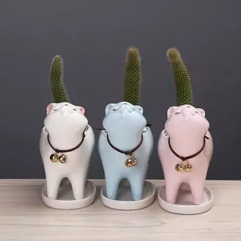 Цветочный горшок с милым котом, горшок для суккулентов, комнатная керамическая ваза, домашний декор, украшение для сада, горшок для растений, горшок для кактуса No.1