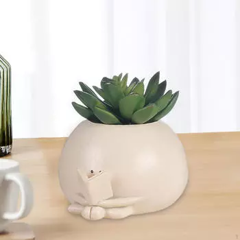 Цветочный горшок Скульптура Смоляное украшение Контейнер для кистей для макияжа Украшение Ваза Контейнеры для растений