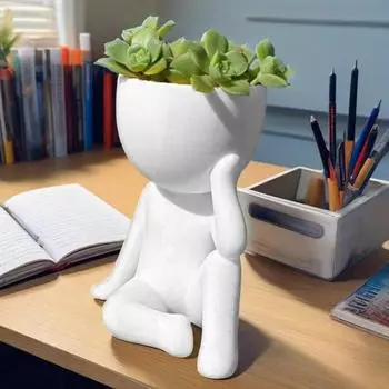 Цветочный горшок Thinker, суккулентный горшок, креативная форма, высокая прочность, настольный цветочный горшок для дома и улицы, украшение оранжевый