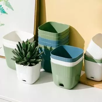 Цветочный горшок, удобная гладкая поверхность, пластиковое сливное отверстие, дышащая кашпо для растений для ежедневного использования M синий