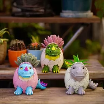 Цветочный горшок в форме динозавра, цветочный горшок из смолы, коллекционный держатель для ручек, настольный художественный горшок, контейнер для растений для подарка, спальни, кафе One Size