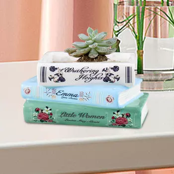 Цветочный горшок в форме книги, статуэтка растения, декоративная фигурка, небольшая ваза для суккулентов для улицы