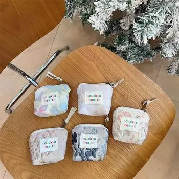 Цветочный холст, хлопок, сумка для монет, кошелек на молнии, сумка для ключей, карман для денег, женский ручной кошелек для монет, маленький кошелек для детей