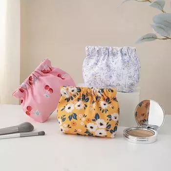 Цветочный карман косметичка ткань Оксфорд эластичные самозакрывающиеся мешочки кошелек для монет для макияжа помады наушников ювелирных изделий органайзер