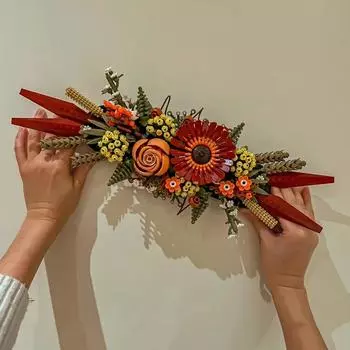 Цветочный кирпич, сухой цветок, центральный элемент, роза и гербера, серия строительных блоков, детская игрушка, подарок на день рождения 10314