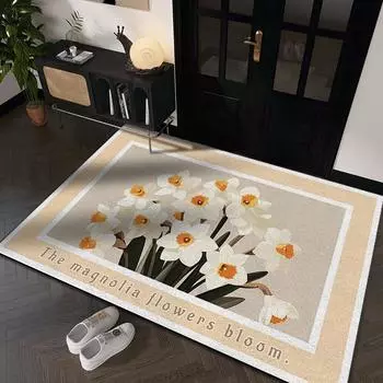 Цветочный ковер, коврик для входной двери, коврик для входной двери в дом, нескользящий шелковый коврик с грязеотталкивающими свойствами, который можно разрезать 40 * 60CM silk ring