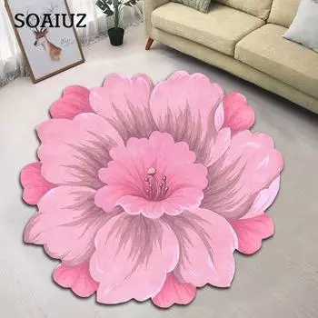 Цветочный ковер, напольный коврик в форме лотоса в китайском стиле, нестандартная спальня, прикроватное одеяло, напольный коврик в гардеробной, коврик для журнального столика, пасторальный коврик для воздушной двери 60*60cm