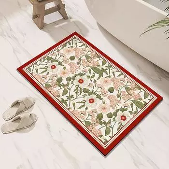 Цветочный коврик для ванной Коврики для ванной комнаты Впитывающий Быстросохнущий Коврик для ванной Нескользящий Коврик для ног для душа и унитаза Моющийся 40cmx60cm