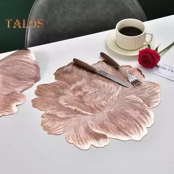 Цветочный коврик под тарелку, коврик для стола из ПВХ, устойчивый к высоким температурам, нескользящий коврик для обеденного стола, износостойкий защитный коврик для стола золотистый