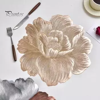 Цветочный коврик под тарелку, коврик для стола из ПВХ, устойчивый к высоким температурам, нескользящий коврик для обеденного стола, износостойкий защитный коврик для стола золотистый