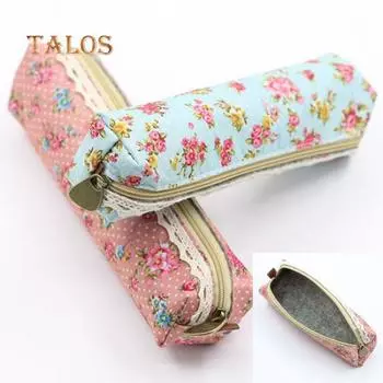 Цветочный кружевной пенал с цветочным принтом, косметичка для макияжа, сумка на молнии, кошелек, разноцветные сумки светло-синий