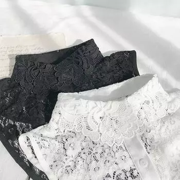Цветочный кружевной воротник-подделка, универсальный профессиональный воротник для блузки, черный, декоративный воротник-подделка, белый