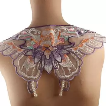 Цветочный кружевной воротник-подделка в китайском стиле, украшение на воротник рубашки, украшение на одежду blue-pearl collar