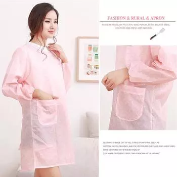 Цветочный кухонный водонепроницаемый фартук для приготовления пищи с рукавами для работы розовый