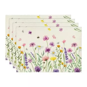 Цветочный льняной коврик для обеденного стола, кухонная скатерть, обеденный коврик, бытовой, свежий стиль, четыре сезона, несколько спецификаций