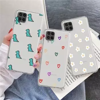 Цветочный маленький динозавр прозрачный чехол для Samsung Galaxy A52 A12 A51 A32 A21s A71 A32 A22 50 A70 A31 A72 5G чехол для телефона Samsung A71 5G