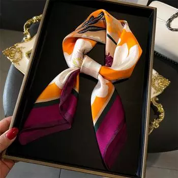 Цветочный маленький квадратный шарф, имитация шелка, шелковый шарф, подходящий по цвету, платок, женский шарф, печатный шарф для защиты шеи 70*70cm