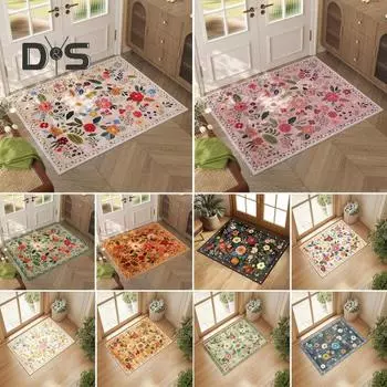 Цветочный напольный коврик, устойчивый к пятнам, моющийся, нескользящий, толстый ковер из искусственной шерсти, пригодный для машинной стирки, для кухни, спальни, гостиной, коврик Ddcor S