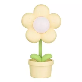 Цветочный ночник для детей, мягкий свет, изгибающийся на 360 градусов, работающий от батареек, прикроватные лампы для гостиной жёлтый