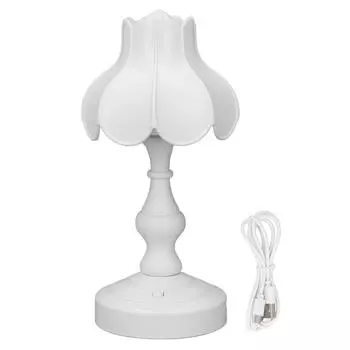 Цветочный ночник для спальни, мини-ретро настольная прикроватная светодиодная лампа для защиты глаз, перезаряжаемая для белый