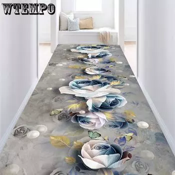 Цветочный пасторальный ковер с 3D принтом, домашний декор, коврики для входной двери, коврики для гостиной, ковры в спальне, детский ковер, коврик для ванной W80*H200CM