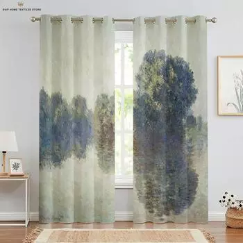 Цветочный пейзаж, картина маслом, 3D-печать, индивидуальные шторы, спальня, гостиная, кабинет, полиэфирное волокно, 2 шт. W50X130H(CM)X2PCS&Grommet Top