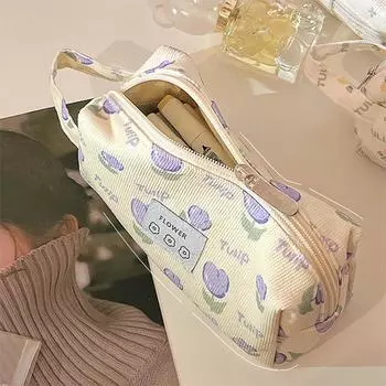 Цветочный пенал, простая косметичка, сумка для хранения, симпатичные принадлежности для дома и офиса, канцелярские принадлежности для девочек, дорожная косметичка