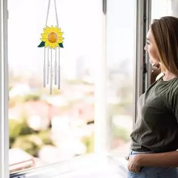 Цветочный перезвон ветра, устойчивое к атмосферным воздействиям украшение, гладкая поверхность, изысканный визуальный эффект, декор для сада подсолнечника