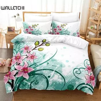 Цветочный пододеяльник для девочек и женщин, декор для спальни, 3D-принт, полиэстер, одеяло, покрывало, пододеяльник, King Queen, полный размер EU single(135x200cm)