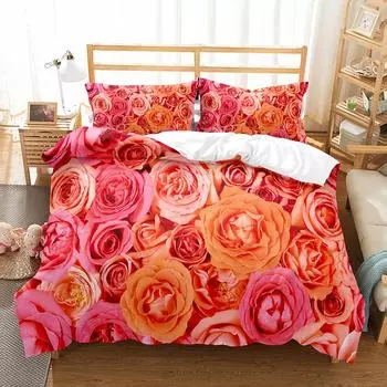 Цветочный пододеяльник, комплект постельного белья, двуспальный, односпальный, размера «king-size», для детей, подростков, взрослых, комплект постельного белья, пододеяльник с наволочкой EU single(135x200cm)