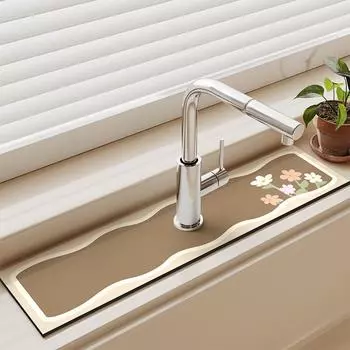 Цветочный принт диатомовая грязь раковина кран сливной коврик для кухонного стола коврик впитывающий унитаз нескользящий коврик для раковины столешница 10x40 cm