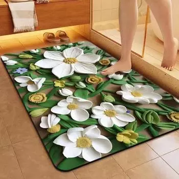 Цветочный принт Диатомовый коврик для грязи Нескользящий коврик для унитаза Коврик для входной двери Коврики для ванной комнаты Style A