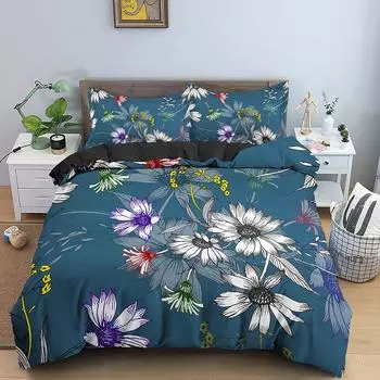 Цветочный принт King Queen Полный размер Постельное белье Роскошный Queen Пододеяльник Набор листьев Цветочный полиэстеровый пододеяльник для взрослых детей 70x133cm 2pcs
