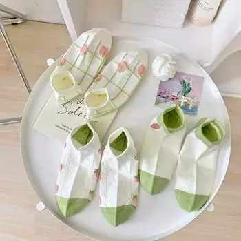 Цветочный принт Креативный Харадзюку Японский медведь Короткие носки женские лодочки носки тапочки хлопок J