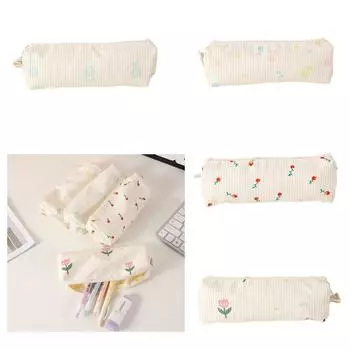 Цветочный принт пенал пенал на молнии вельветовый пенал вельветовые пеналы мешочки для ручек канцелярская сумка для школьников 1