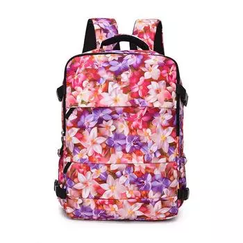 Цветочный принт школьный рюкзак женский большой емкости рюкзак с разделением обуви сумки дорожная сумка красный