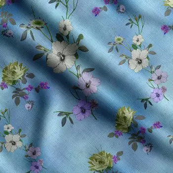 Цветочный принт Soimoi, хлопковый батист, ткань для квилтинга, продаваемая во дворе, шириной 42 дюйма, хлопчатобумажная ткань средней плотности, швейные принадлежности, 42 Inch Wide - Cotton Cambric синий