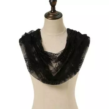 Цветочный принтованный шарф, фата, шаль с принтом, шарф в этническом стиле, элегантная мантилья для девочки чёрный