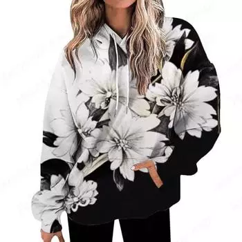 Цветочный Растительный 3D Принт Толстовка Женская Мода Большие Толстовки Женские Толстовки Бабочка Пальто Толстовка С Карманом Пуловер Sudad S