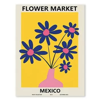 Цветочный рынок Настенное искусство Украшение Красочные весенние цветы Холст Картина Абстрактная Гостиная Комната Постер Украшение для дома 21cm30cm NoFrame