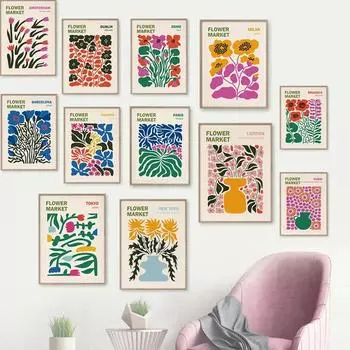 Цветочный рынок Париж Лондон Абстрактные скандинавские постерыИскусство и принты Настенная живопись на холсте Настенные картины для декора гостиной 21x30cm No Framed