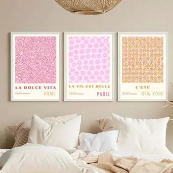 Цветочный рынок Печать Холст Картина Бохо Современный Цветочный Розовый Оранжевый Плакат Скандинавское настенное искусство Главная Гостиная Спальня Украшения 21x30cm No Framed