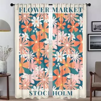 Цветочный рынок Сорренто противомоскитные шторы 2 шт затемняющие шторы для камеры Хэллоуин украшения разделительные жалюзи экран W50xH70cmx2pcs-CL