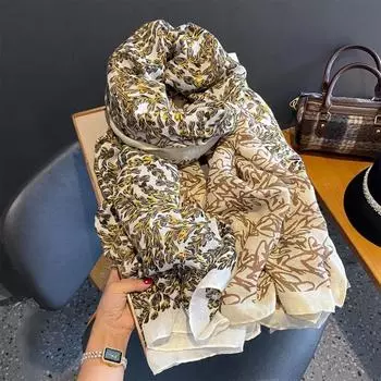 Цветочный шарф, уменьшающий возраст и красивый, солнцезащитный, высококачественный шарф для женщин 90x180cm
