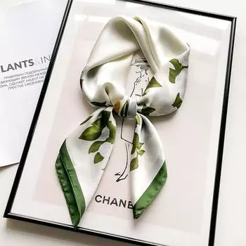 Цветочный шелковый квадратный шарф женский атласный платок хиджаб женский ободок для волос на запястье роскошный головной платок 70*70 см Эшарп бандана