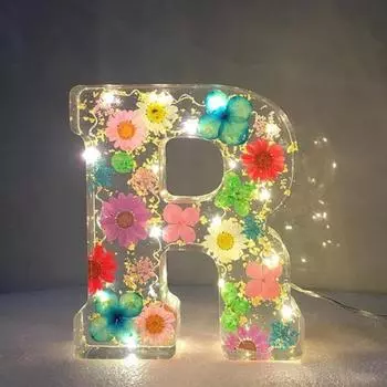 Цветочный смоляной ночник, прессованные цветы ручной работы в смоляных буквах, лампа, настольный декор Z