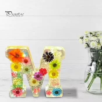 Цветочный смоляной ночник, прессованные цветы ручной работы в смоляных буквах, лампа, настольный декор, светящиеся цветочные буквы, подарок для мамы, жены F