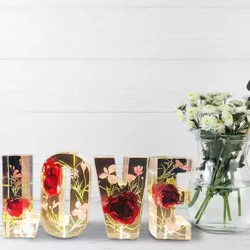 Цветочный смоляной ночник ручной работы прессованные цветы буквы лампа настольный декор светящийся цветочный